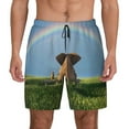 thumbnail image 1 of Kdxio Elephant Dog Sitting Under The Rainbow Print Men'S Swim Trunks With Compression Liner 7 Inch Inseam Quick Dry Swim Shorts, 1 of 7