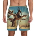 thumbnail image 1 of Kdxio Elephant On Dry Tree Print Men'S Swim Trunks With Compression Liner 7 Inch Inseam Quick Dry Swim Shorts, 1 of 7
