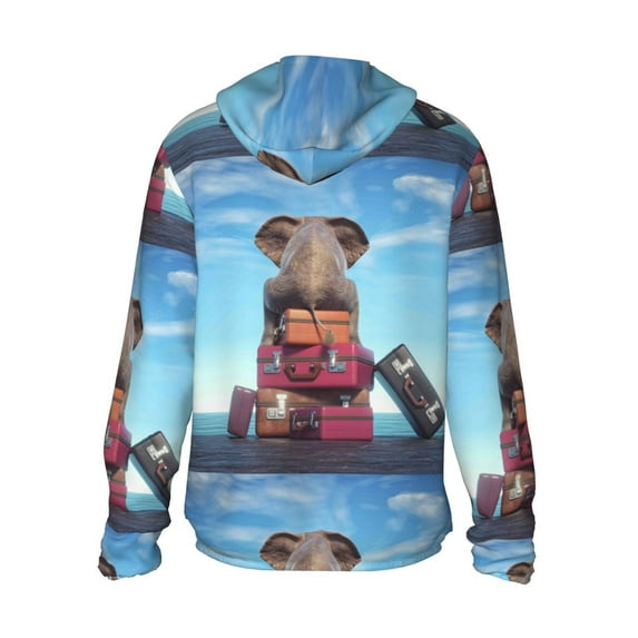 Kdxio Elephant Sits On A Stack Print Women Men Sun Protection UPF 50+ Jackets Zip Up Long Sleeve Hoodie Hiking Lightweight with Pockets