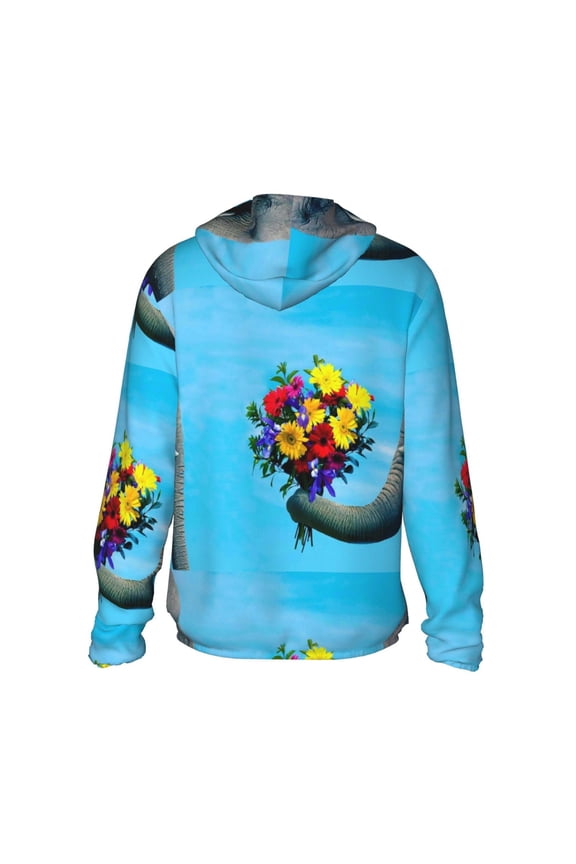Elephant Trunk Couple Flowers Print Women Men Sun Protection UPF 50+ Jackets Zip Up Long Sleeve Hoodie Hiking Lightweight with Pockets