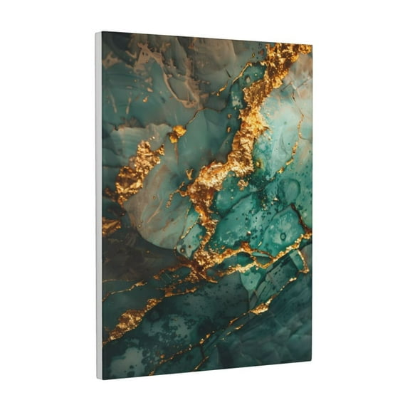 Kdxio Emerald Color Gold Marble Pattern Canvas Wall Art 12x16 Inches - Waterproof HD Print Solid Wood Frame for Living Room & Bathroom,Vertical