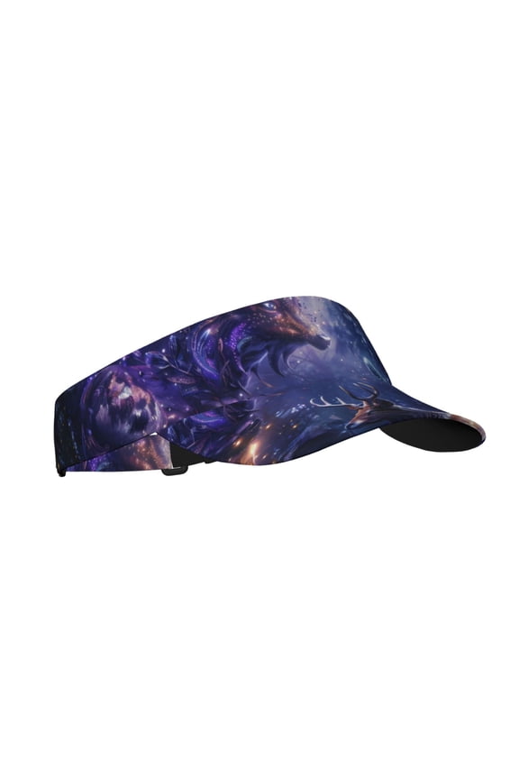 Enchanted Forest Stag Gathering Print Sun Visor Hat Golf Visor Adjustable Velcro Outdoor Sports Cap for Men Women