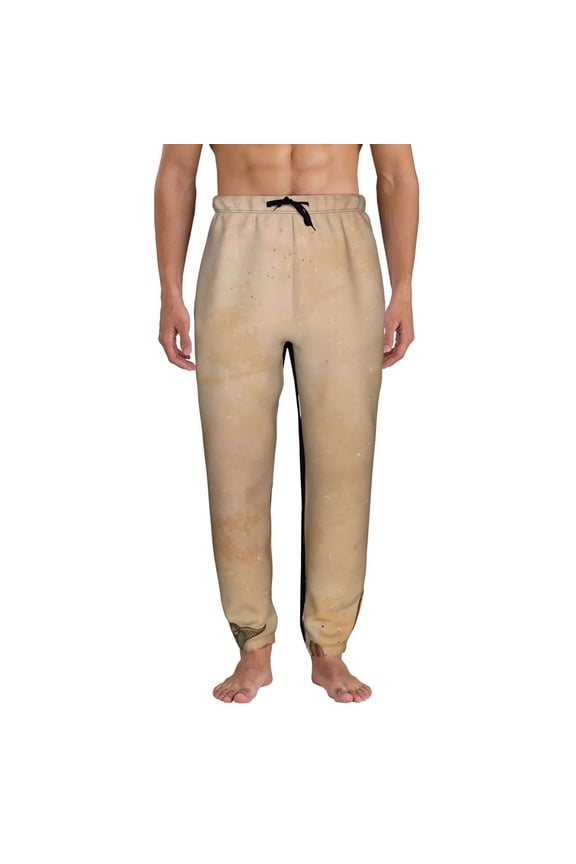 Engraved Coffee On Kraft Paper Pattern Joggers,Sweatpants for Men with Pockets-Medium