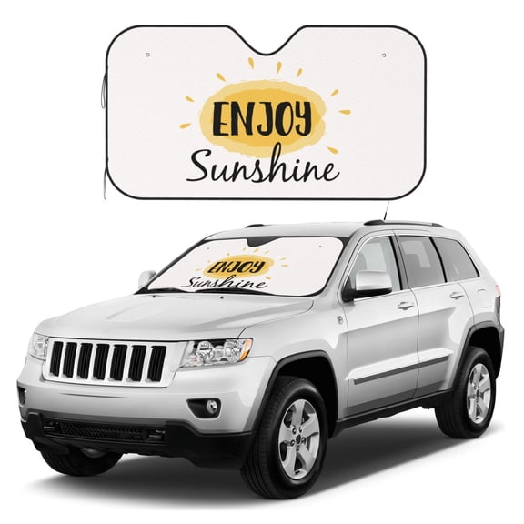 Kdxio Enjoy Sunshine Print Windshield Sun Shade, Foldable Sun Blocker for Car,Truck,SUV Automotive Interior Sun Protection,Reflective Shade for Front Windshield(Medium)