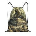 thumbnail image 1 of Kdxio Epic Dragon Skull Scene Print Drawstring Backpack Bag,Waterproof Draw String Back Sack, Gym Drawstring Bags Swim Bag For Unisex, 1 of 5
