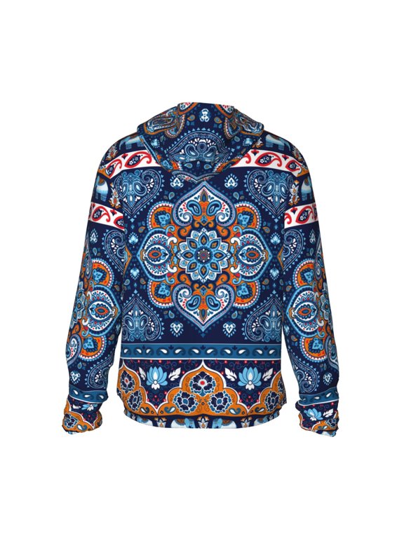 Ethnic Mandala Print Women Men Sun Protection UPF 50+ Jackets Zip Up Long Sleeve Hoodie Hiking Lightweight with Pockets