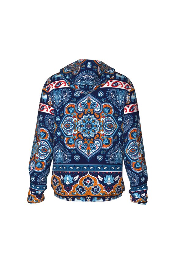Ethnic Mandala Print Women Men Sun Protection UPF 50+ Jackets Zip Up Long Sleeve Hoodie Hiking Lightweight with Pockets
