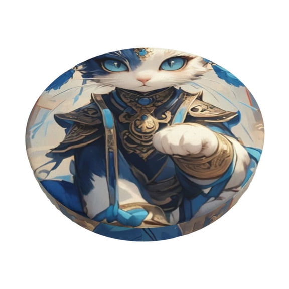 Kdxio Exotic Blue Cat Print Stool Covers Round,Stretch Round Bar Stool Covers Washable Bar Stool Cushion Slipcover for 12-15 Inch Chair