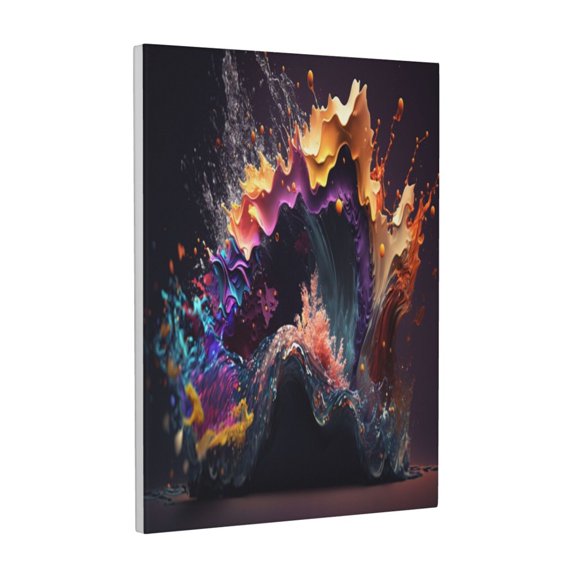 Kdxio Explosive Fluid Splash Art Pattern Canvas Wall Art 12x16 Inches - Waterproof HD Print Solid Wood Frame for Living Room & Bathroom,Vertical