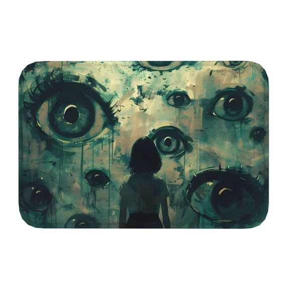 Kdxio Eyes Watching In The Dark,16" x 24", Non-Slip Front Door Mats,Outdoor Welcome Mat Washable