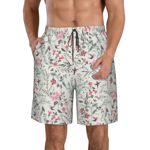 Kdxio Fairy Floral Pattern Mens Casual Shorts - Drawstring Summer Beach Sports Shorts for Men