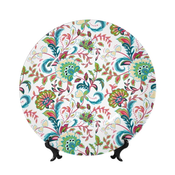 Kdxio Fairy Flower Bone China Decorative Plate Ceramic Decorative Plate for Home Office Wall Stand Decorative Plates for Home Bedroom-10in