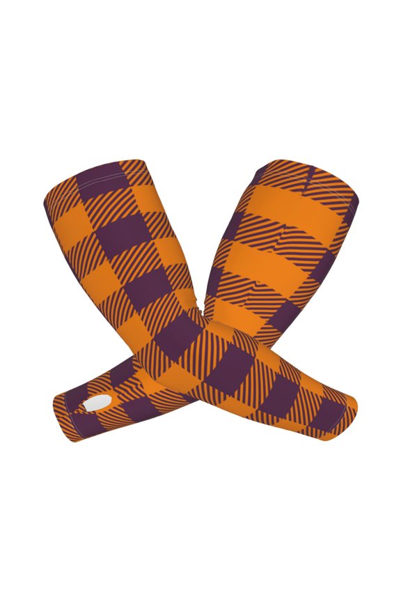 Fall Buffalo Plaid Print UV Sun Protection Arm Sleeves - Tattoo Cover Up - Basketball Arm Sleeve UPF 50 Cooling for Men Women