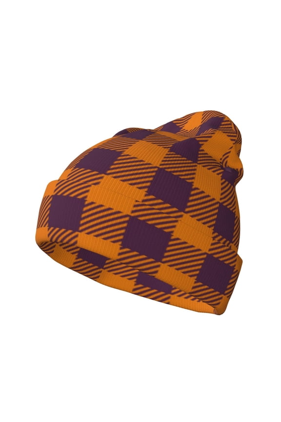 Fall Buffalo Plaid Winter Beanie for Men Women Beanie Knit Hat Cuffed Cap Beanie Knit Chunky Snow Cap