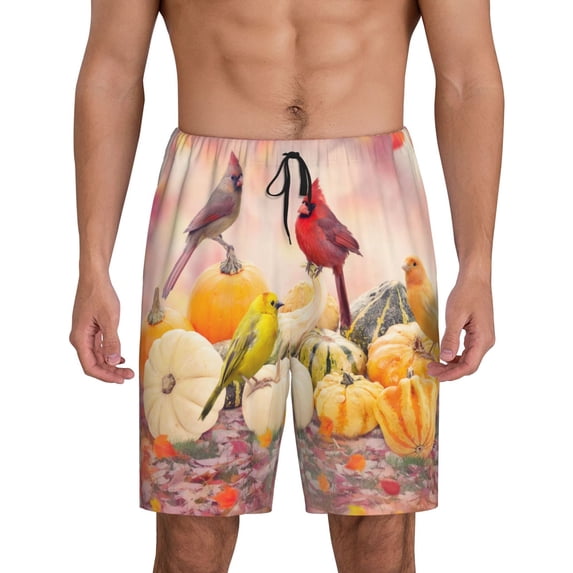 Kdxio Fall Colorful Print Mens Sleep Shorts Bottoms Soft Comfy Pajama Wear Pants with Drawstring Pockets