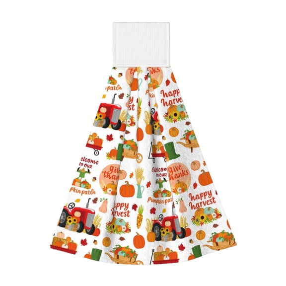 Kdxio Fall Farm Pumpkin Hand Towel with Loop Hanging Towel Absorbent Tie Towels for Kitchen Tea Bar Bathroom Decor