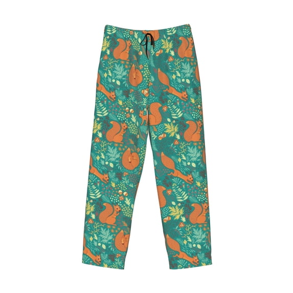 Kdxio Fall Forest Squirrel Print Men's Sleep Pajama Pant Lounge Pants with Pockets