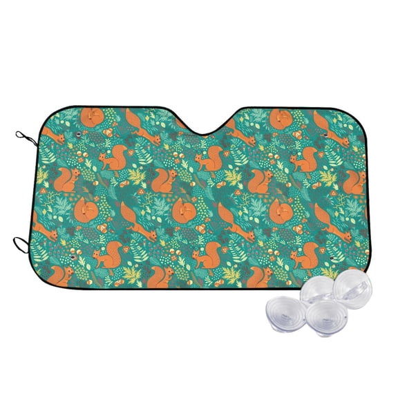Kdxio Fall Forest Squirrel Print Windshield Sun Shade,UV Rays and Sun Heat Protection,Sunshade for Car Windshield,Car Shade Front Windshield - Small