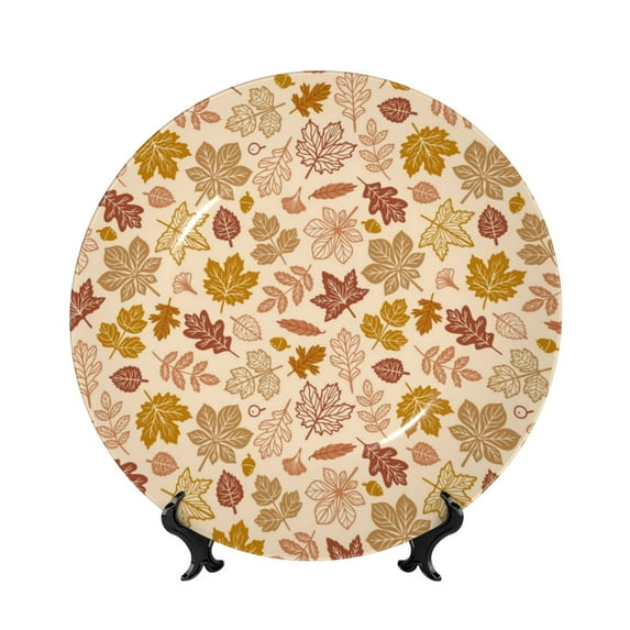 Kdxio Fall Leaves Bone China Decorative Plate Ceramic Decorative Plate for Home Office Wall Stand Decorative Plates for Home Bedroom-7in