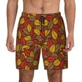 thumbnail image 1 of Kdxio Fall Leaves Print Men's Swim Trunks with Compression Liner 7 Inch Inseam Quick Dry Swim Shorts, 1 of 7