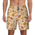 thumbnail image 1 of Kdxio Fall Leaves Print Men's Swim Trunks with Compression Liner 7 Inch Inseam Quick Dry Swim Shorts, 1 of 5