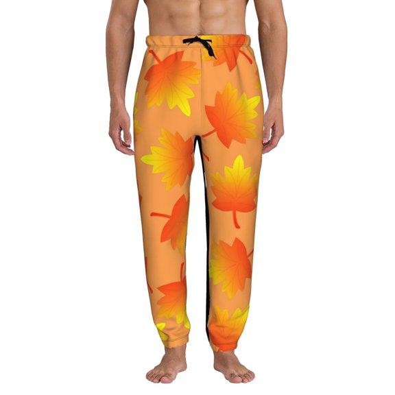 Kdxio Fall Maple Leaves Pattern Joggers,Sweatpants for Men with Pockets-Small