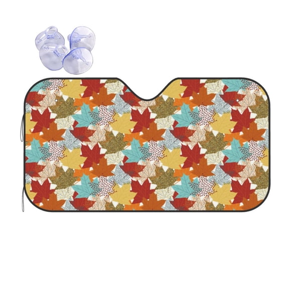 Kdxio Fall Maple Leaves Print Front Windshield Sun Shade,Folding Auto Sunshade for Car Truck SUV-Small