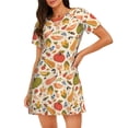 thumbnail image 1 of Kdxio Fall Pumpkin Pattern Womens Short Sleeve Sleepshirt Scoopneck Cute Nightdress Ruffle Comfy Nightgown, 1 of 6
