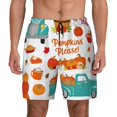 thumbnail image 1 of Kdxio Fall Pumpkins Print Men's Swim Trunks with Compression Liner 7 Inch Inseam Quick Dry Swim Shorts, 1 of 5