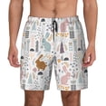 thumbnail image 1 of Kdxio Fall Rabbit Print Men's Swim Trunks with Compression Liner 7 Inch Inseam Quick Dry Swim Shorts, 1 of 7