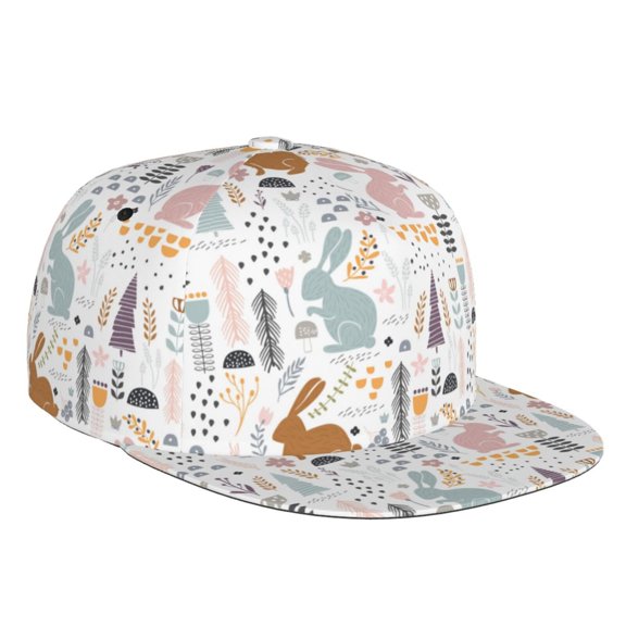 Kdxio Fall Rabbit Print Snapback Hat for Men Women,Adjustable Baseball Cap