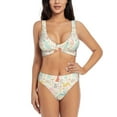 thumbnail image 1 of Kdxio Fall Rabbit Print Women's 2 Piece High Waisted Wrap Spaghetti Strap Summer Swimsuit Bikini Set-X-Large, 1 of 7