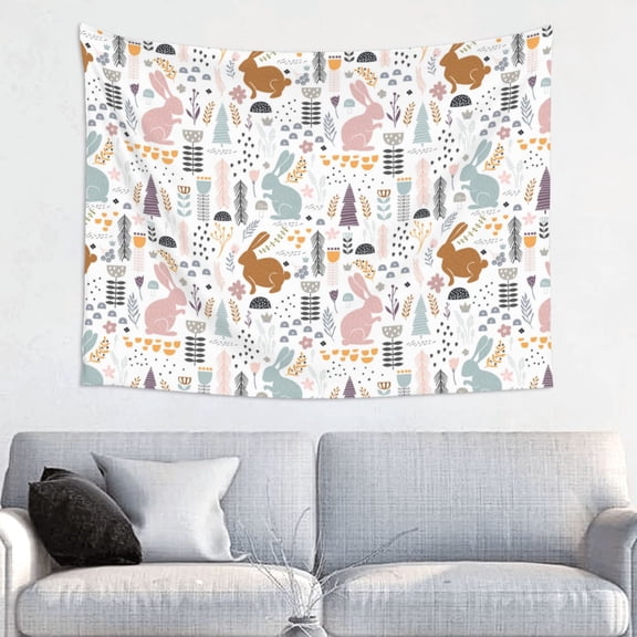 Kdxio Fall Rabbit Wall Hanging Tapestries Banner For Bedroom College Dorm Home Living Room Party Decor 29X37 In