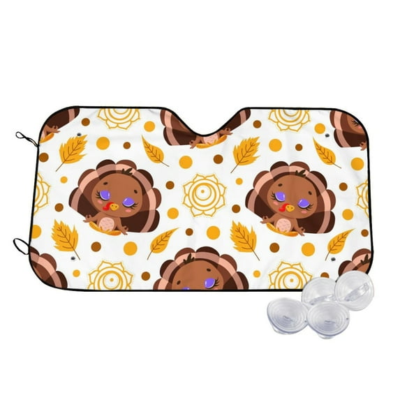 Kdxio Fall Turkey Print Windshield Sun Shade,UV Rays and Sun Heat Protection,Sunshade for Car Windshield,Car Shade Front Windshield - Small