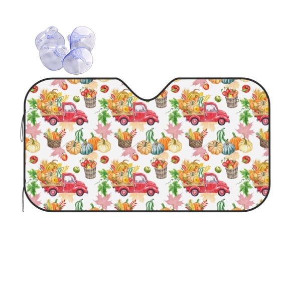 Kdxio Fall harvest truck pumpkin Print Front Windshield Sun Shade,Folding Auto Sunshade for Car Truck SUV-Medium