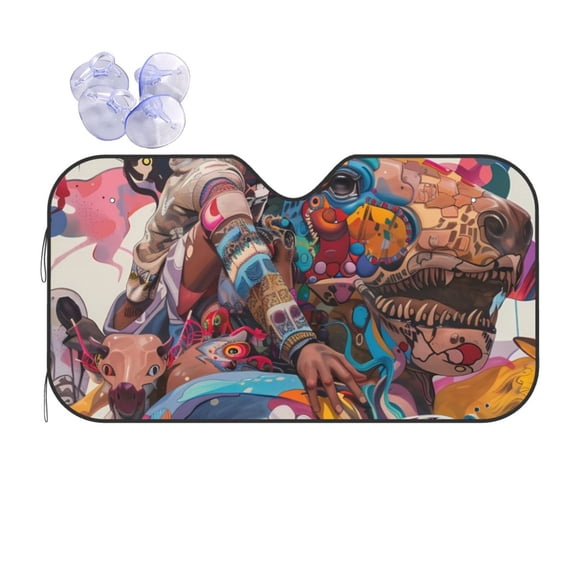 Kdxio Fantasy Colorful Beast Print Front Windshield Sun Shade,Folding Auto Sunshade for Car Truck SUV-Small