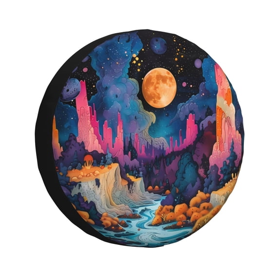 Kdxio Fantasy Cosmic Landscape for Tire Cover Wheel Protectors Tyre Covers Weatherproof Wheel Covers Universal Fit for Trailer Rv SUV Truck Camper Travel Trailers 16 inch