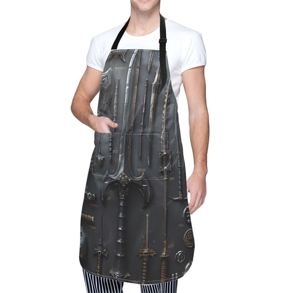 Kdxio Fantasy Medieval Weaponry Apron with Pockets Adjustable Kitchen Aprons for Men Women Waterproof Aprons for Cooking,Drawing,Crafting, Baking Household Cleaning