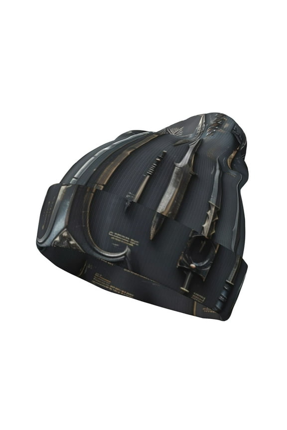 Fantasy Medieval Weaponry Winter Beanie for Men Women Beanie Knit Hat Cuffed Cap Beanie Knit Chunky Snow Cap