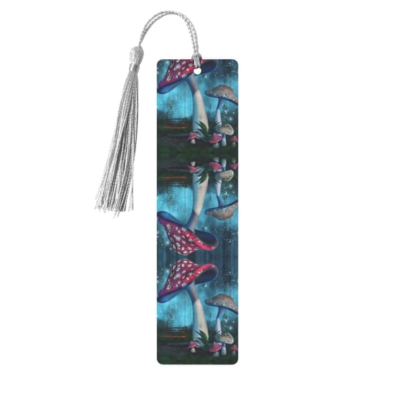 Kdxio Fantasy Mushrooms Print Metal Tassel Bookmarks,Perfect Gift for Art Lovers and Bookworms Metal Bookmarks for Women