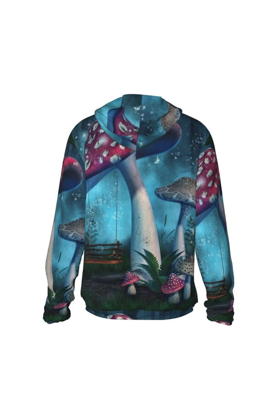 Fantasy Mushrooms Print Women Men Sun Protection UPF 50+ Jackets Zip Up Long Sleeve Hoodie Hiking Lightweight with Pockets