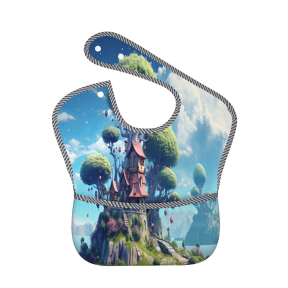 Kdxio Fantasy Treehouse Planet Scene Bibs For Babies, Baby Bibs for Eating, Toddler Bibs, Waterproof Bibs, Feeding Bibs, for Toddlers, Boys, Girls