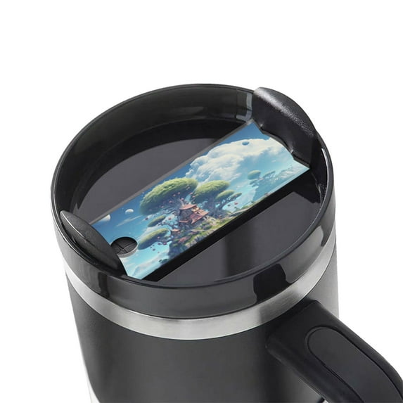 Kdxio Fantasy Treehouse Planet Scene Name Plate Compatible Stanley Cups Name Tag Acrylic Nameplate Tumbler Lid Topper for Cup Accessories