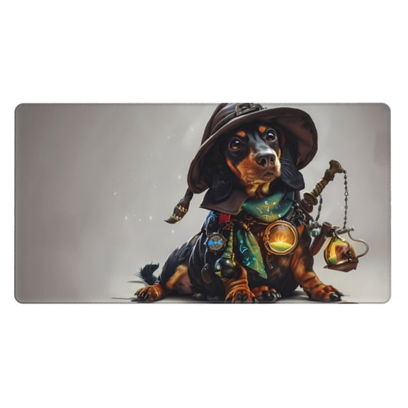 Kdxio Fantasy Wizard Dog Art Print Large Gaming Mouse Pad,Non-Slip Base,Water Resist Keyboard Pad for Gamer,Office & Home,29.5 x 15.8 in