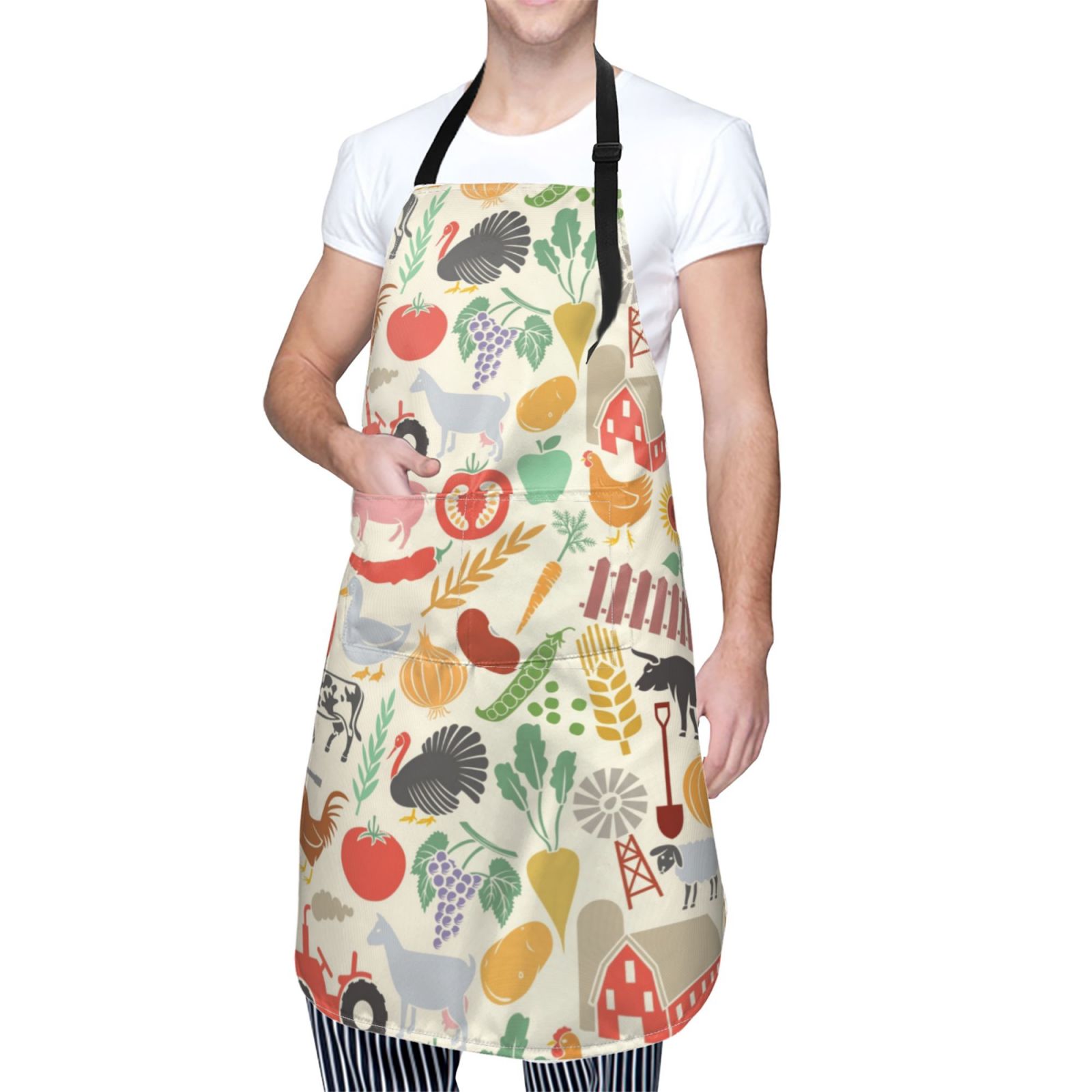Kdxio Farm Apron with Pockets Adjustable Kitchen Aprons for Men Women Waterproof Aprons for Cooking,Drawing,Crafting, Baking Household Cleaning