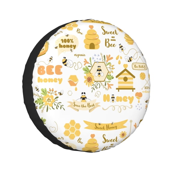 Kdxio Farm Bee Cute Honey for Tire Cover Wheel Protectors Tyre Covers Weatherproof Wheel Covers Universal Fit for Trailer Rv SUV Truck Camper Travel Trailers 16 inch