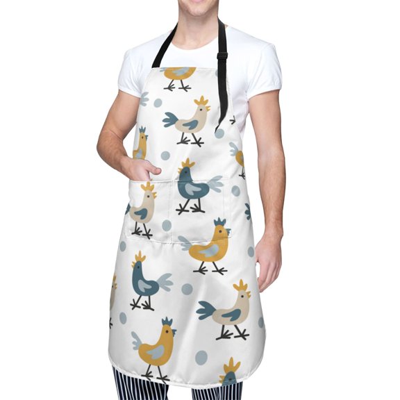 Kdxio Farm Roosters Apron with Pockets Adjustable Kitchen Aprons for Men Women Waterproof Aprons for Cooking,Drawing,Crafting, Baking Household Cleaning