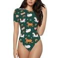 thumbnail image 1 of Kdxio Farmhouse Animals for Women's Short-Sleeved Onesie Stylish Round Neck Pajamas Bodysuit Jumpsuit Nightwear-X-Large, 1 of 7