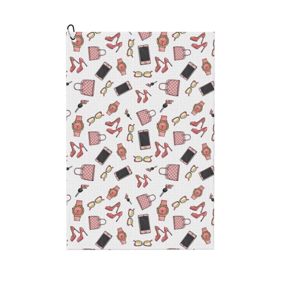 Kdxio Fashion Pattern Golf Towel (24" X 16") with Carabiner Clip - The Convenient Golf Cleaning Towel