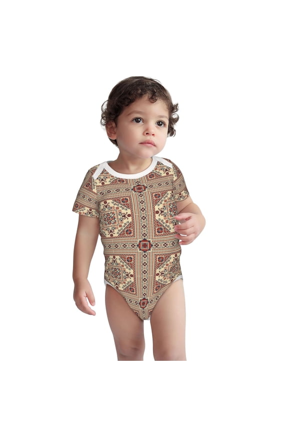 Fashion Tatreez1 Pattern Unisex Baby Cotton Short Sleeve Bodysuits-2 Years